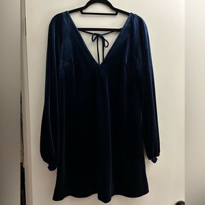 Free People Misha Mini Dress, Midnight Navy Velvet